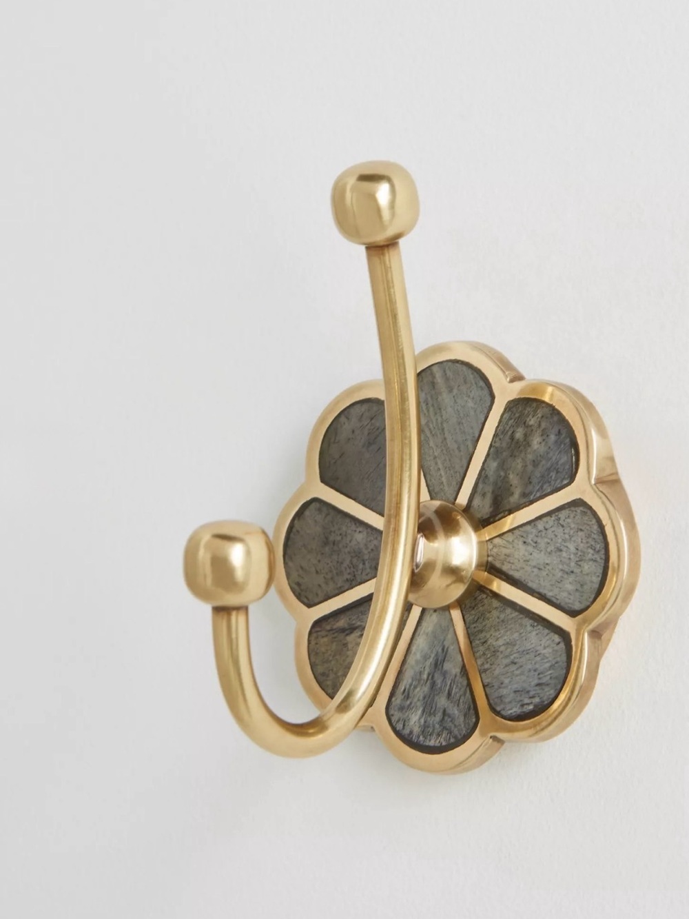 NEW Anthropologie Botanist Bath Hook, Brass & Light Gray